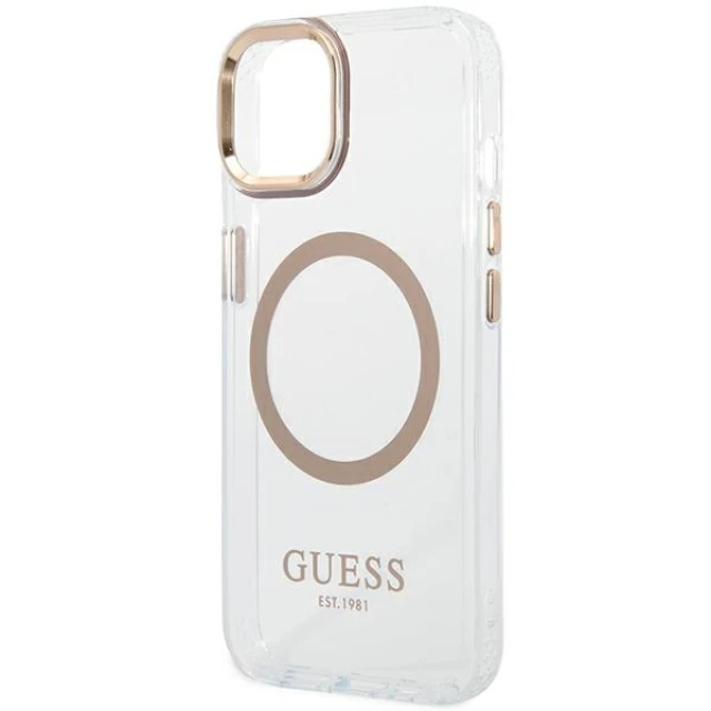 Чохол Guess Metal Outline для iPhone 14 | 13 Gold with MagSafe (GUHMP14SHTRMD)