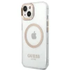 Чехол Guess Metal Outline для iPhone 14 Plus Gold with MagSafe (GUHMP14MHTRMD)