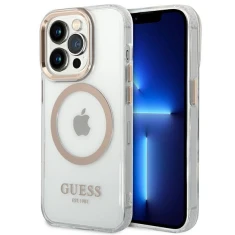 Чехол Guess Metal Outline для iPhone 14 Pro Gold with MagSafe (GUHMP14LHTRMD)