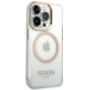 Чохол Guess Metal Outline для iPhone 14 Pro Gold with MagSafe (GUHMP14LHTRMD)