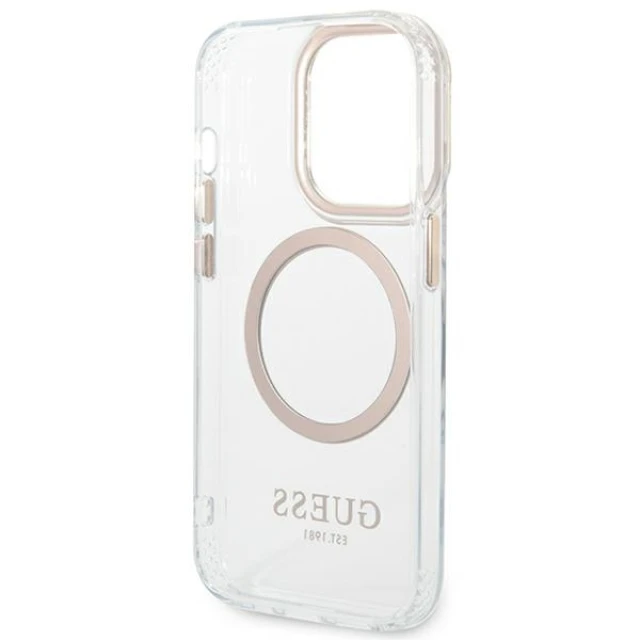 Чохол Guess Metal Outline для iPhone 14 Pro Max Gold with MagSafe (GUHMP14XHTRMD)