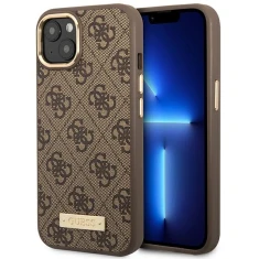 Чохол Guess 4G Logo Plate для iPhone 14 | 13 Brown with MagSafe (GUHMP14SU4GPRW)