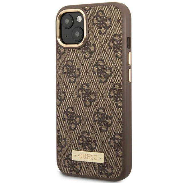 Чохол Guess 4G Logo Plate для iPhone 14 | 13 Brown with MagSafe (GUHMP14SU4GPRW)