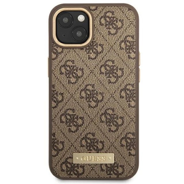 Чохол Guess 4G Logo Plate для iPhone 14 | 13 Brown with MagSafe (GUHMP14SU4GPRW)