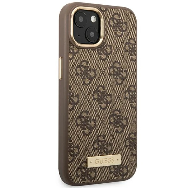 Чохол Guess 4G Logo Plate для iPhone 14 | 13 Brown with MagSafe (GUHMP14SU4GPRW)