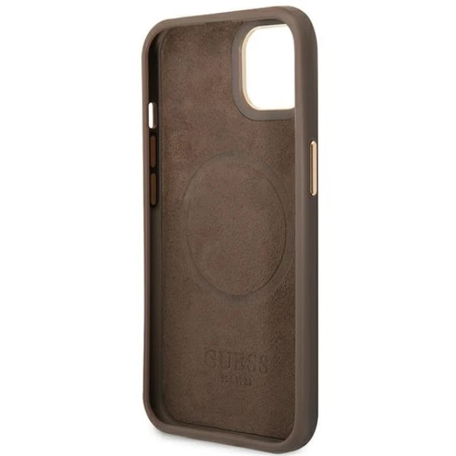 Чохол Guess 4G Logo Plate для iPhone 14 | 13 Brown with MagSafe (GUHMP14SU4GPRW)