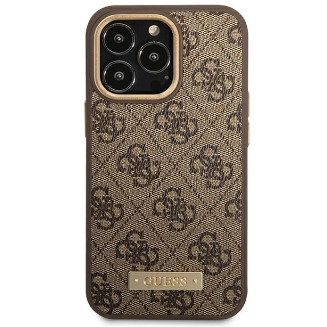 Чохол Guess 4G Logo Plate для iPhone 14 Pro Brown with MagSafe (GUHMP14LU4GPRW)