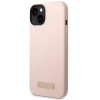 Чохол Guess Silicone Logo Plate для iPhone 14 | 13 Pink with MagSafe (GUHMP14SSBPLP)