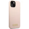 Чохол Guess Silicone Logo Plate для iPhone 14 | 13 Pink with MagSafe (GUHMP14SSBPLP)