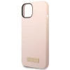 Чохол Guess Silicone Logo Plate для iPhone 14 | 13 Pink with MagSafe (GUHMP14SSBPLP)