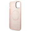 Чохол Guess Silicone Logo Plate для iPhone 14 | 13 Pink with MagSafe (GUHMP14SSBPLP)