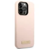 Чохол Guess Silicone Logo Plate для iPhone 14 Pro Max Pink with MagSafe (GUHMP14XSBPLP)