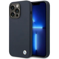Чохол BMW для iPhone 14 Pro Max Silicone Metal Logo Navy with MagSafe (BMHMP14XSILNA)