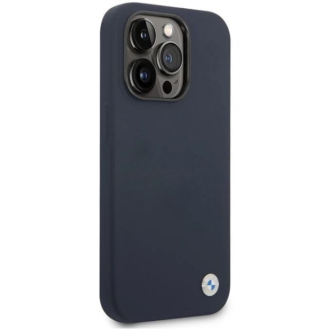 Чохол BMW для iPhone 14 Pro Max Silicone Metal Logo Navy with MagSafe (BMHMP14XSILNA)