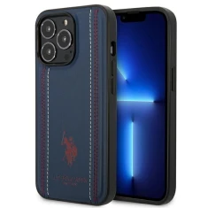 Чохол U.S. Polo Assn. Leather Stitch для iPhone 14 Pro Navy Blue (USHCP14LPFAV)