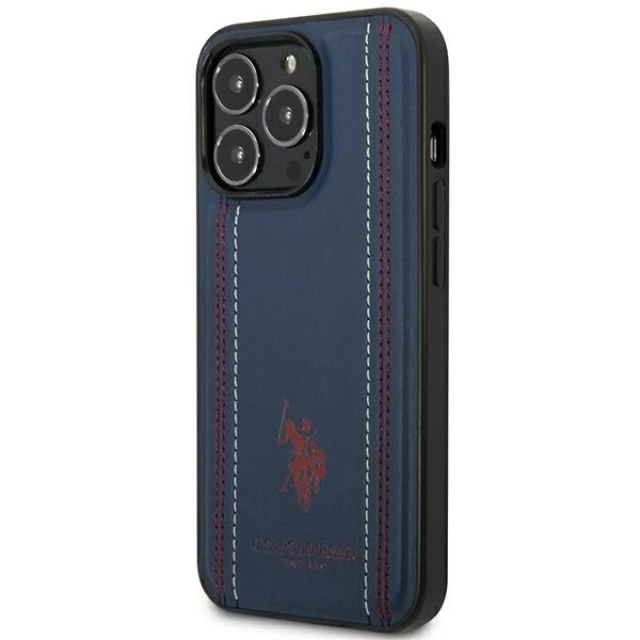 Чехол U.S. Polo Assn. Leather Stitch для iPhone 14 Pro Max Navy Blue (USHCP14XPFAV)