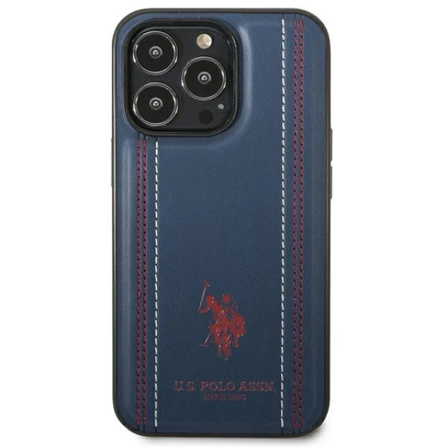 Чехол U.S. Polo Assn. Leather Stitch для iPhone 14 Pro Max Navy Blue (USHCP14XPFAV)