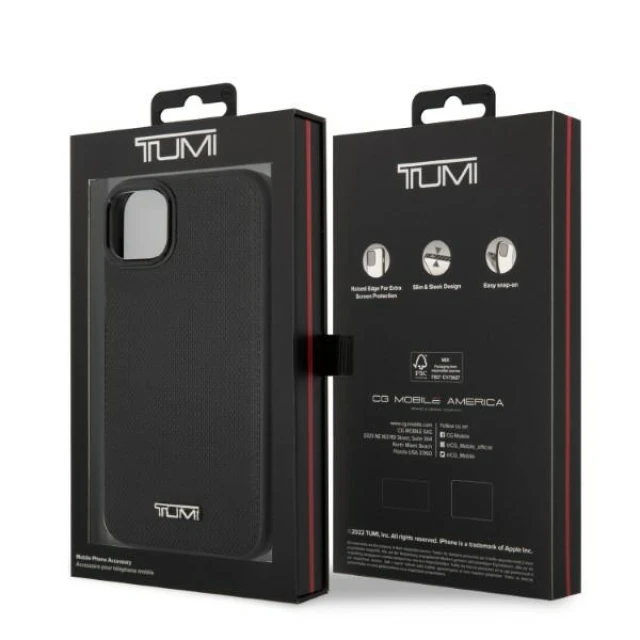Чохол Tumi Leather Balistic Pattern для iPhone 14 Black (TUHMP14SRBAK)