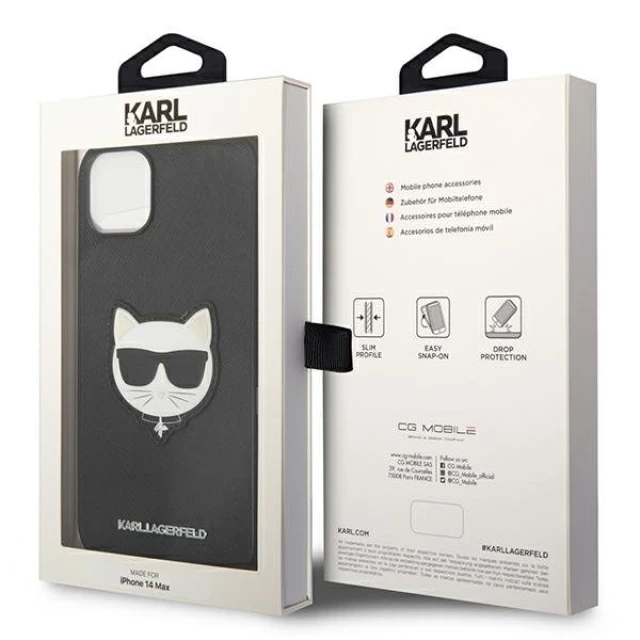 Чохол Karl Lagerfeld Saffiano Choupette Head Patch для iPhone 14 Plus Black (KLHCP14MSAPCHK)