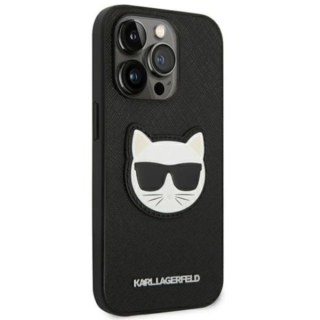 Чохол Karl Lagerfeld Saffiano Choupette Head Patch для iPhone 14 Pro Black (KLHCP14LSAPCHK)