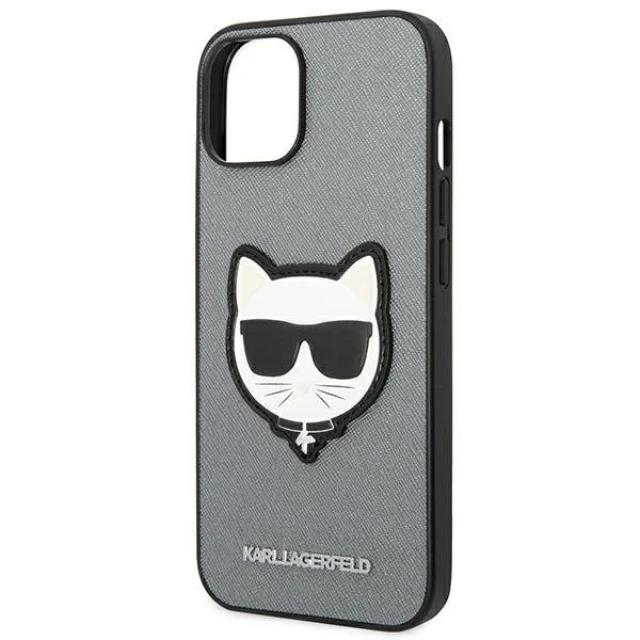 Чохол Karl Lagerfeld Saffiano Choupette Head Patch для iPhone 14 Plus Silver (KLHCP14MSAPCHG)