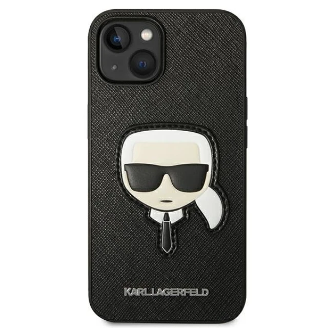 Чохол Karl Lagerfeld Saffiano Karl`s Head Patch для iPhone 14 | 13 Black (KLHCP14SSAPKHK)