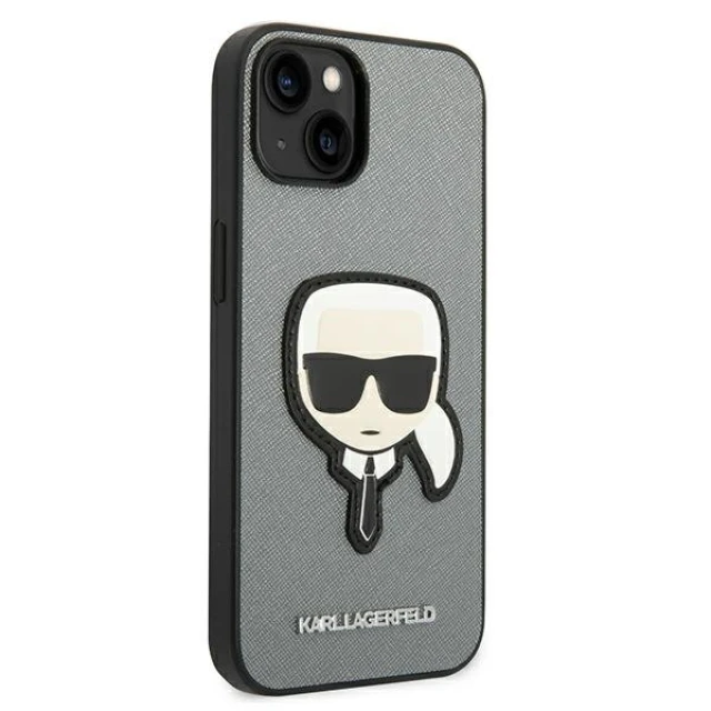 Чохол Karl Lagerfeld Saffiano Karl`s Head Patch для iPhone 14 Plus Silver (KLHCP14MSAPKHG)