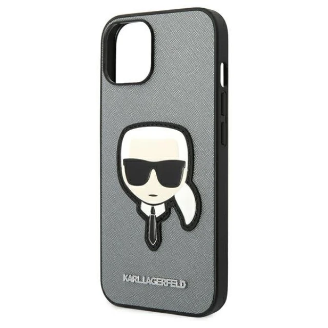 Чохол Karl Lagerfeld Saffiano Karl`s Head Patch для iPhone 14 Plus Silver (KLHCP14MSAPKHG)