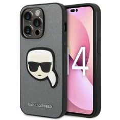 Чохол Karl Lagerfeld Saffiano Karl`s Head Patch для iPhone 14 Pro Max Silver (KLHCP14XSAPKHG)