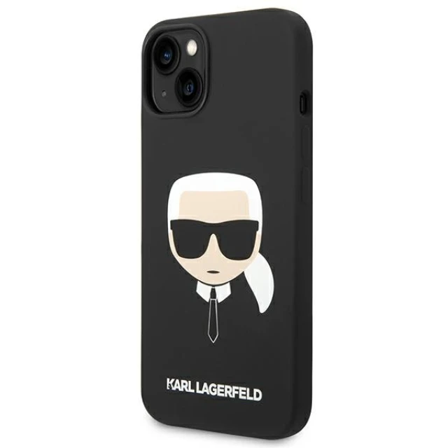Чохол Karl Lagerfeld Silicone Karl's Head для iPhone 14 Plus Black with MagSafe (KLHMP14MSLKHBK)