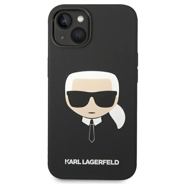 Чохол Karl Lagerfeld Silicone Karl's Head для iPhone 14 Plus Black with MagSafe (KLHMP14MSLKHBK)