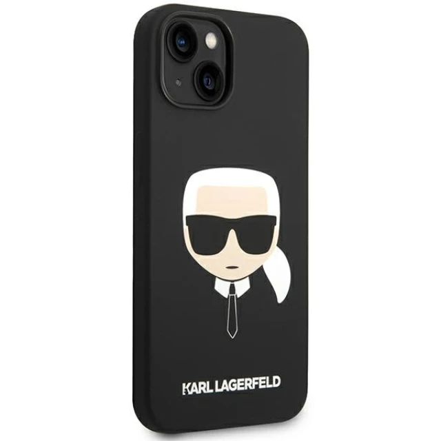 Чохол Karl Lagerfeld Silicone Karl's Head для iPhone 14 Plus Black with MagSafe (KLHMP14MSLKHBK)