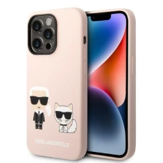 Чохол Karl Lagerfeld Silicone Karl & Choupette для iPhone 14 Pro Light Pink with MagSafe (KLHMP14LSSKCI)