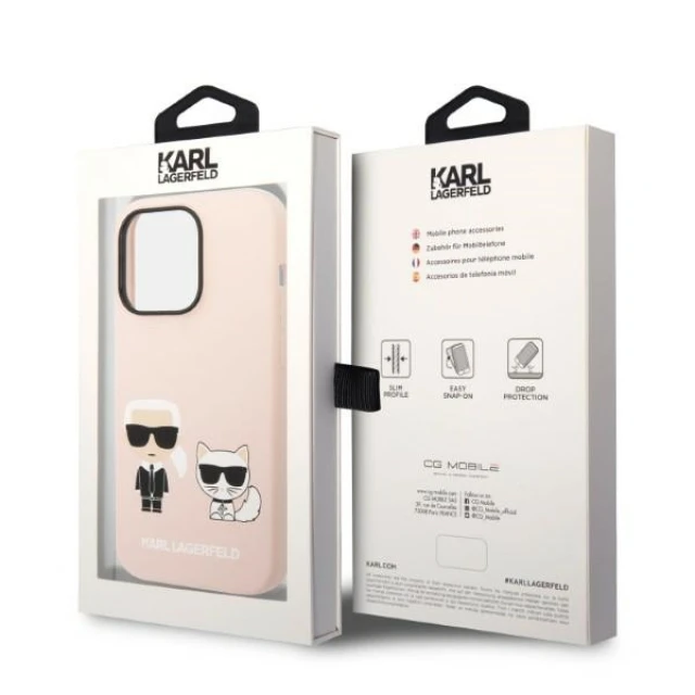 Чохол Karl Lagerfeld Silicone Karl & Choupette для iPhone 14 Pro Max Light Pink with MagSafe (KLHMP14XSSKCI)