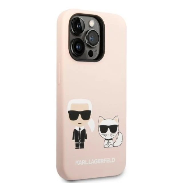 Чохол Karl Lagerfeld Silicone Karl & Choupette для iPhone 14 Pro Max Light Pink with MagSafe (KLHMP14XSSKCI)