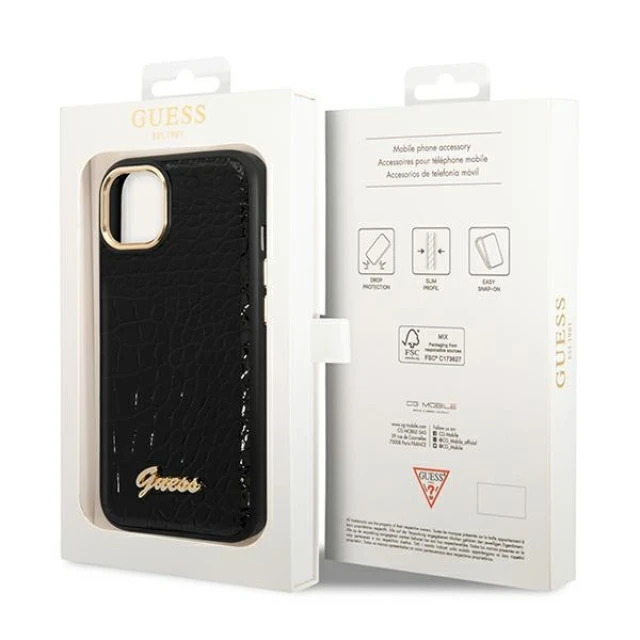 Чохол Guess Croco Collection для iPhone 14 Plus Black (GUHCP14MHGCRHK)