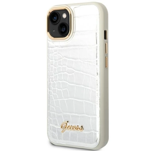 Чохол Guess Croco Collection для iPhone 14 Plus Silver (GUHCP14MHGCRHS)