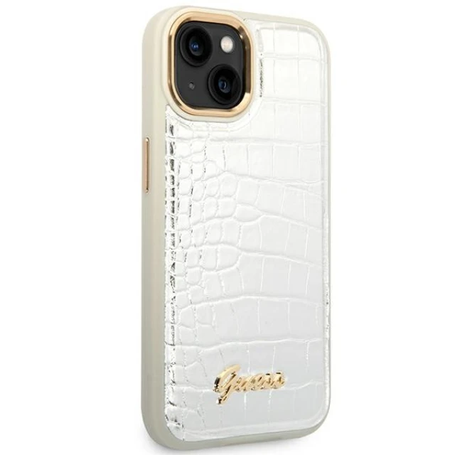 Чохол Guess Croco Collection для iPhone 14 Plus Silver (GUHCP14MHGCRHS)