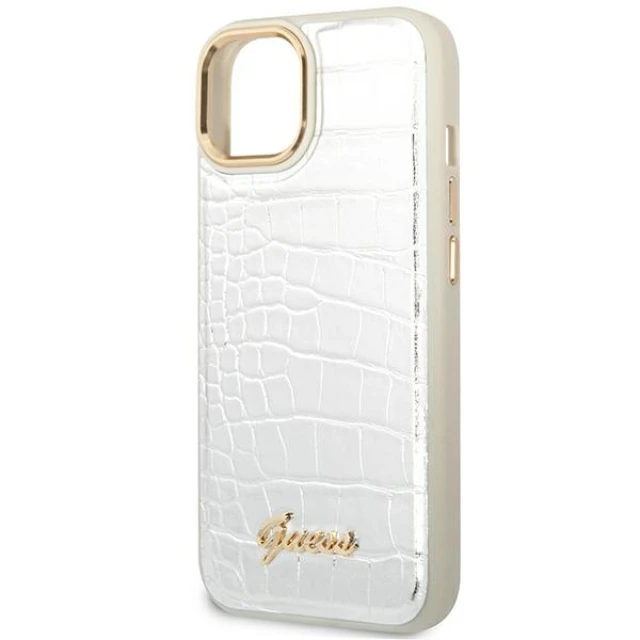 Чохол Guess Croco Collection для iPhone 14 Plus Silver (GUHCP14MHGCRHS)