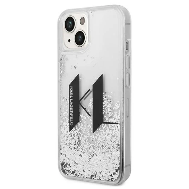Чохол Karl Lagerfeld Liquid Glitter Big KL для iPhone 14 | 13 Silver (KLHCP14SLBKLCS)