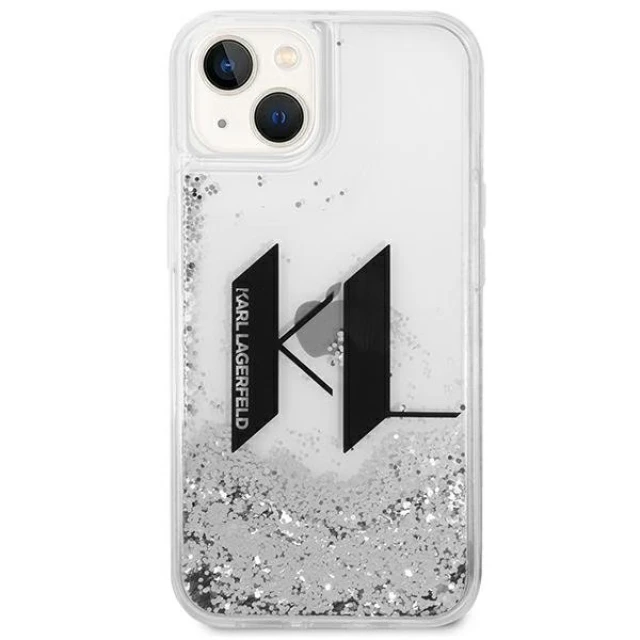 Чохол Karl Lagerfeld Liquid Glitter Big KL для iPhone 14 | 13 Silver (KLHCP14SLBKLCS)