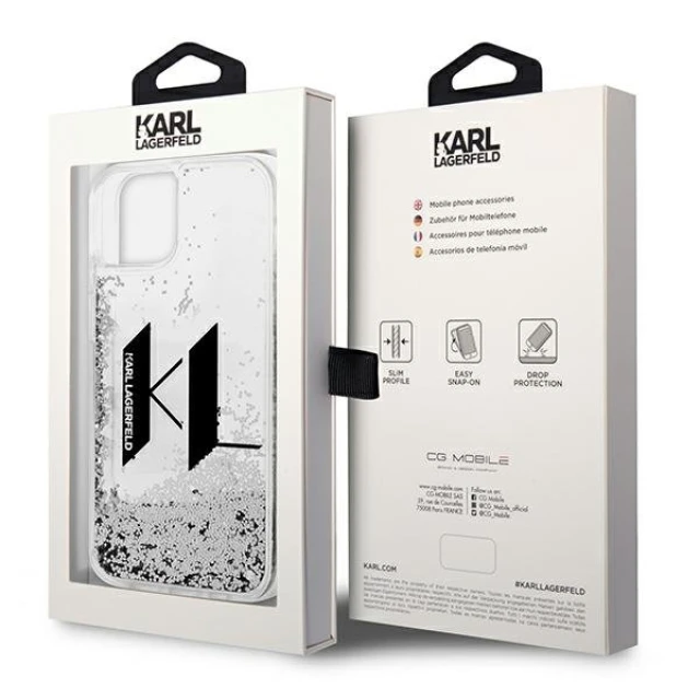 Чохол Karl Lagerfeld Liquid Glitter Big KL для iPhone 14 | 13 Silver (KLHCP14SLBKLCS)