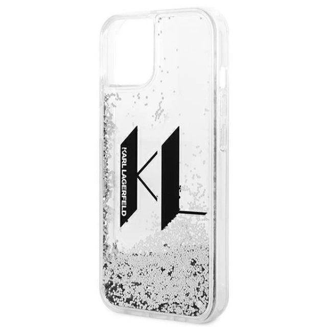 Чохол Karl Lagerfeld Liquid Glitter Big KL для iPhone 14 | 13 Silver (KLHCP14SLBKLCS)