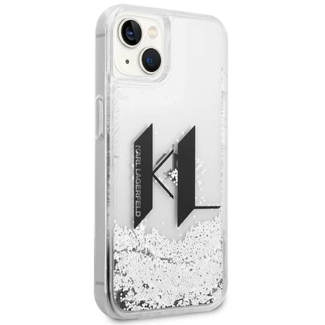Чохол Karl Lagerfeld Liquid Glitter Big KL для iPhone 14 | 13 Silver (KLHCP14SLBKLCS)