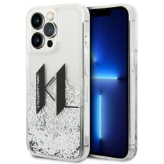 Чехол Karl Lagerfeld Liquid Glitter Big KL для iPhone 14 Pro Silver (KLHCP14LLBKLCS)