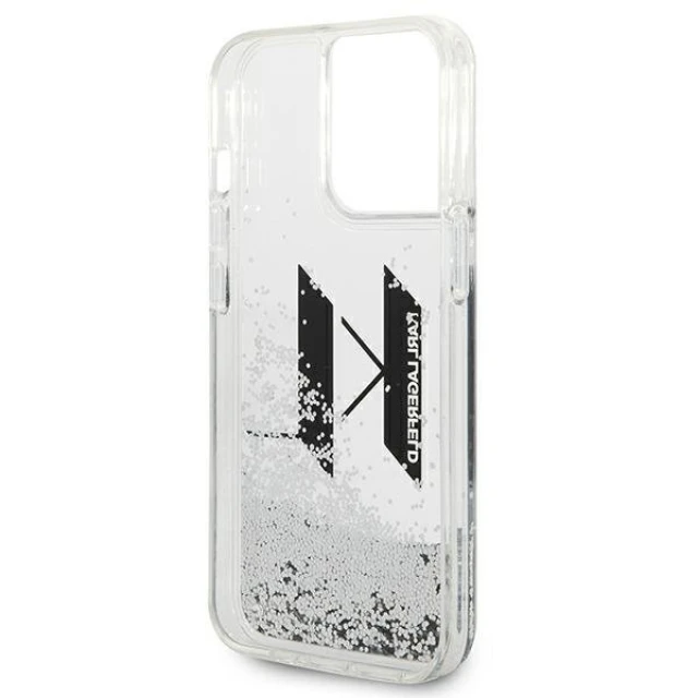 Чохол Karl Lagerfeld Liquid Glitter Big KL для iPhone 14 Pro Silver (KLHCP14LLBKLCS)