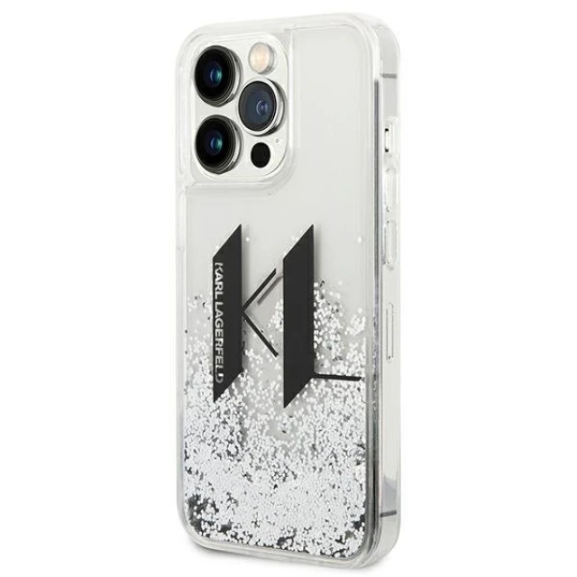 Чохол Karl Lagerfeld Liquid Glitter Big KL для iPhone 14 Pro Silver (KLHCP14LLBKLCS)