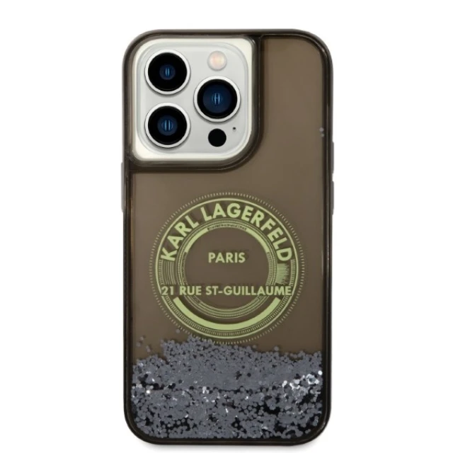 Чохол Karl Lagerfeld Liquid Glitter RSG для iPhone 14 Pro Black (KLHCP14LLCRSGRK)