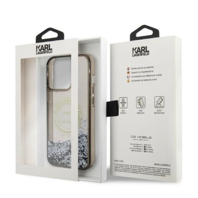 Чохол Karl Lagerfeld Liquid Glitter RSG для iPhone 14 Pro Max Black (KLHCP14XLCRSGRK)