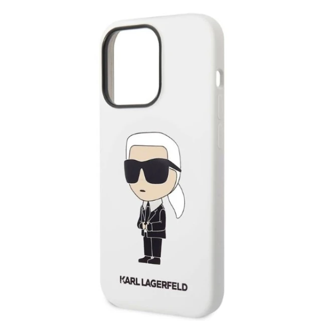 Чохол Karl Lagerfeld Silicone Ikonik для iPhone 14 Pro Max White (KLHCP14XSNIKBCH)